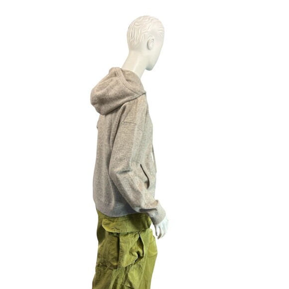 White +  Warren Cashmere Luxe Zip Hoodie Sweater in Light Gray $495 Size Medium - Picture 8 of 9